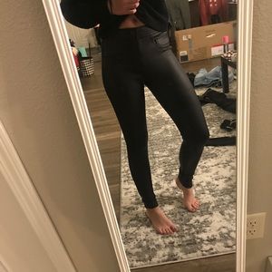 five pocket faux leather leggings